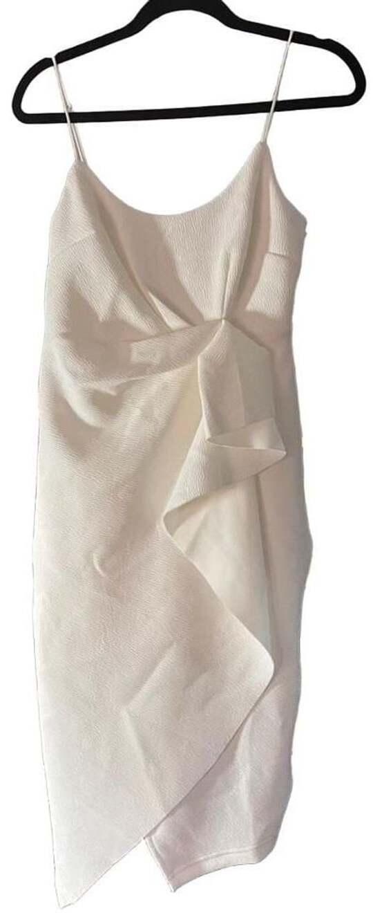 Selfie Leslie White Midi Dress Size M Asymmetrical Ruffle New With Tags